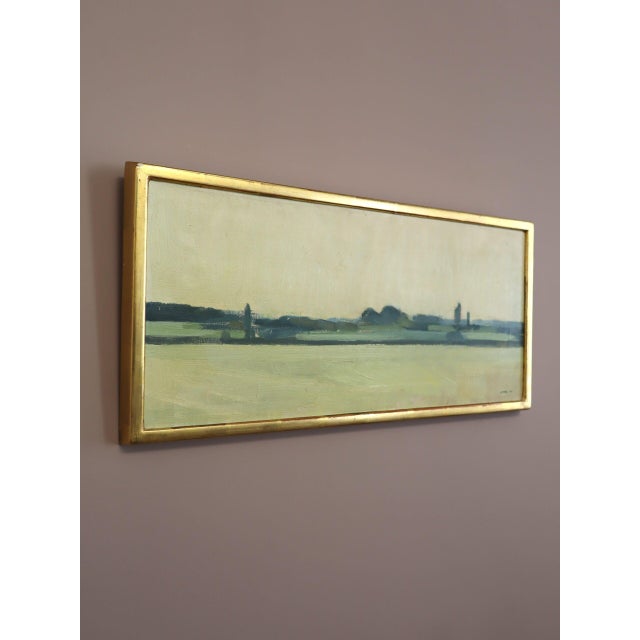 1960 Mid-Century Modern 'The Distant Green' Vintage Original Swedish Abstract Landscape Oil Painting, Framed For Sale - Image 4 of 13