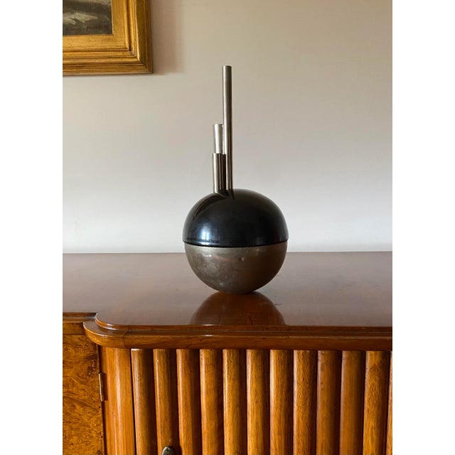 Spherical matt glazed ceramic vase designed by Mario Bertozzi Marber Italy, 1970s Matt glazed ceramic, silver-plated 36,5...