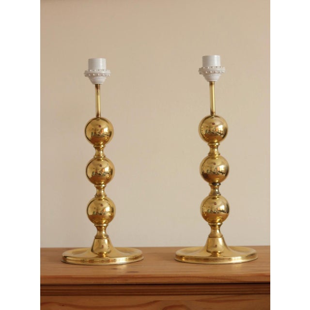 Mid-Century Modern Brass Bobbin Table Lamp, 1970s, Set of 2 For Sale - Image 3 of 18