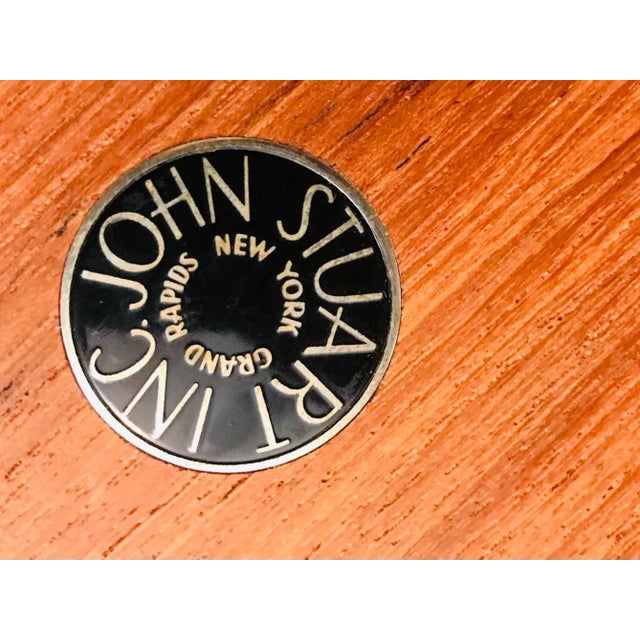 1950s Teak and Cane Occasional Table John Stuart Inc Danish Modern Peter Hvidt For Sale - Image 10 of 11