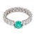 Modern Mid 20th Century Lugano Gia Brazilian Paraiba Tourmaline Diamond 18k White Gold Wedding Band, Size 6.75 For Sale - Image 3 of 8