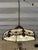 Tiffany Studios Milk Glass & Bronzed Metal Tiffany Style Chandelier For Sale - Image 4 of 5