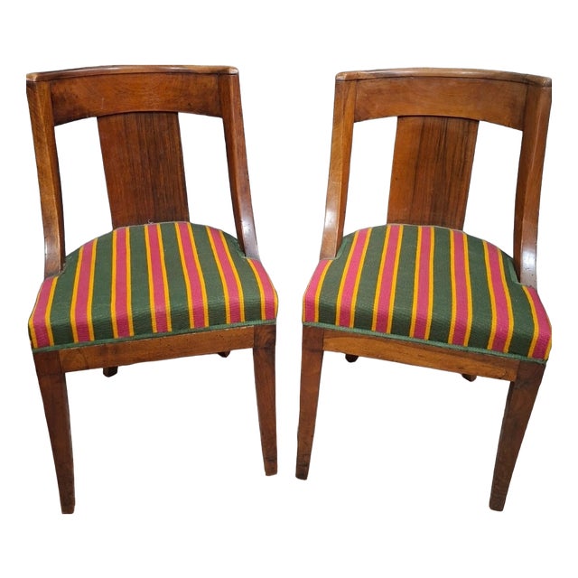Set of Two Empire Period Chairs in Walnut, Set of 2 For Sale