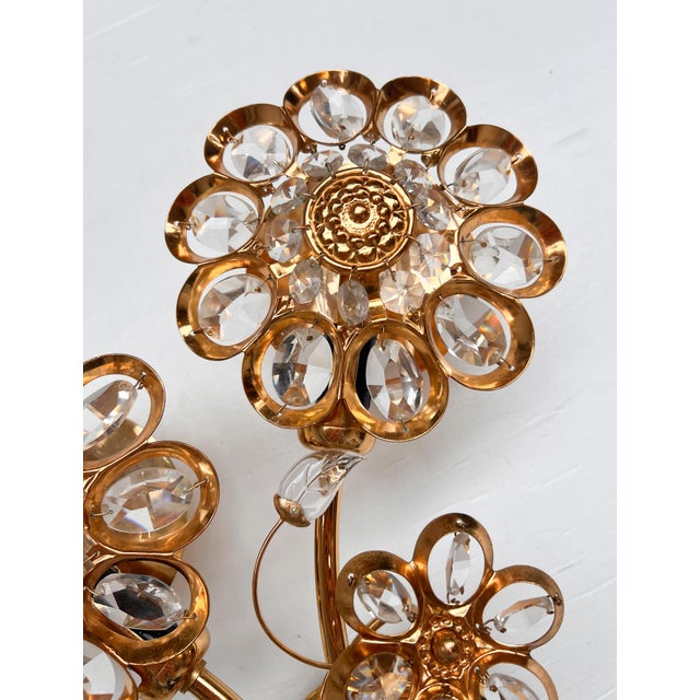 Art Deco Brass and Crystal Wall Lamp from Palwa, 1960s For Sale - Image 4 of 16