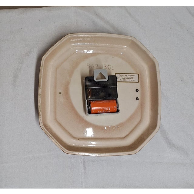 Vintage German Wall Clock with Brown Ceramic Housing from Junghans, 1970s For Sale - Image 4 of 5