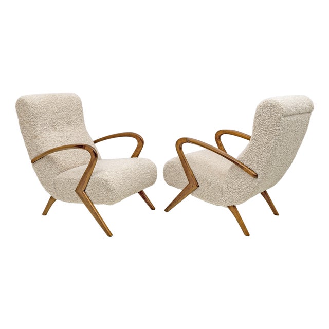 Mid-Century Modern Italian Bouclè Armchairs attributed to Paolo Buffa, 1950, Set of 2 For Sale