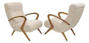 Mid-Century Modern Italian Bouclè Armchairs attributed to Paolo Buffa, 1950, Set of 2