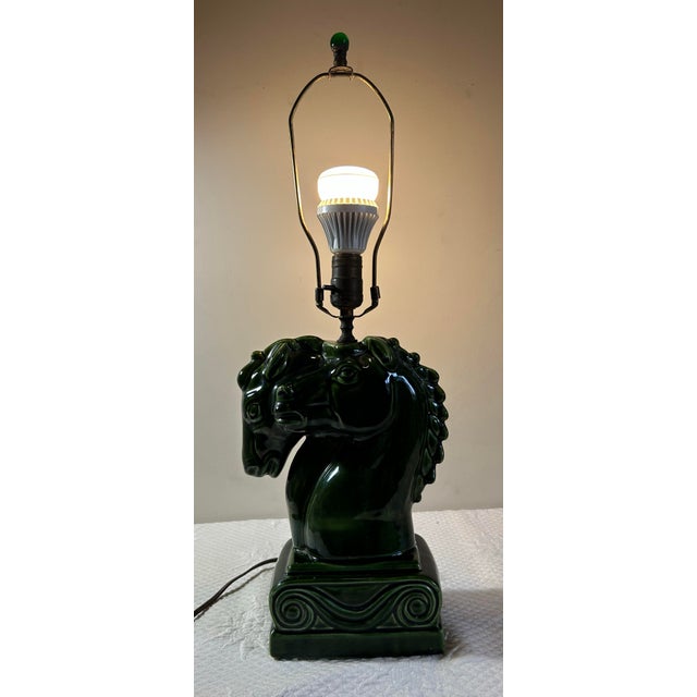 Vintage Art Deco Royal Haeger Double Horse Head Pottery Table Lamp For Sale - Image 11 of 12