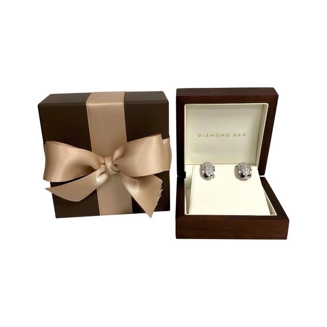 White 14k White Gold Pave 1.20ct Round Diamond Huggie Earrings - 2 Pieces For Sale - Image 8 of 8