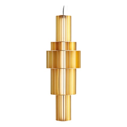 Babel T Gr Golden Suspended Lamp by Stephen Burks for Parachilna For Sale