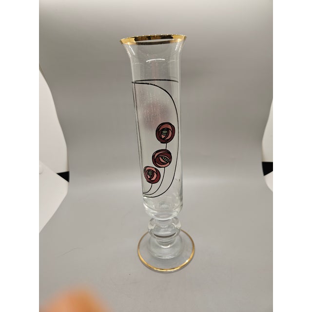 Art Glass Vase Made in Italy by Egizia. Charles Rennie Mackintosh Tribute. Printed Stained Glass