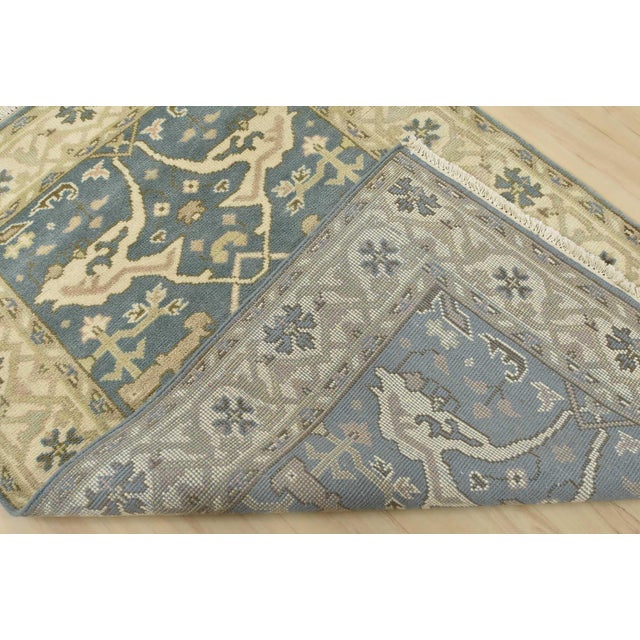 Oushak Rug 4’1” X 6’1” Blue Wool Tribal Hand-Knotted Oriental Carpet For Sale - Image 12 of 13