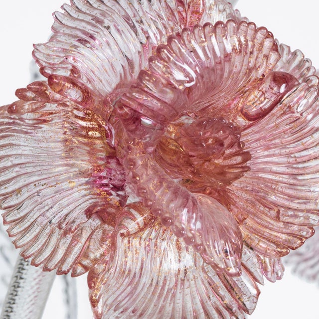 Venetian 6-Light Chandelier in White and Pink Murano Glass, 1960s For Sale - Image 4 of 9