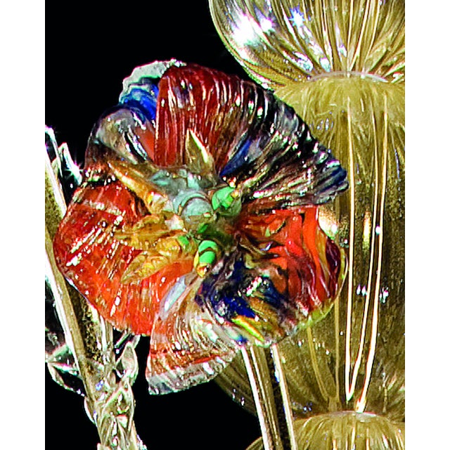 Contemporary Contemporary Lively Transparent and Gold Floral Chandelier in Murano Glass For Sale - Image 3 of 7
