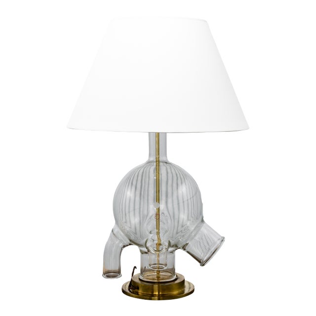 1950s Vintage Lab Glass Table Lamp For Sale