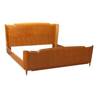 Vintage Double Bed in Walnut Veneer, 1950s For Sale