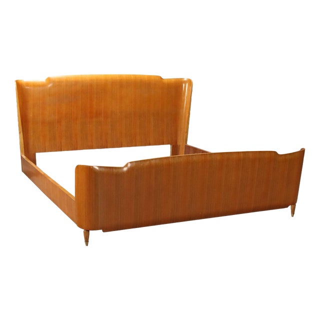 Vintage Double Bed in Walnut Veneer, 1950s For Sale