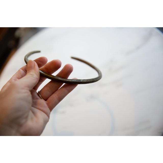 Vintage African Bronze Artifact With Geometric Detailing For Sale - Image 4 of 8