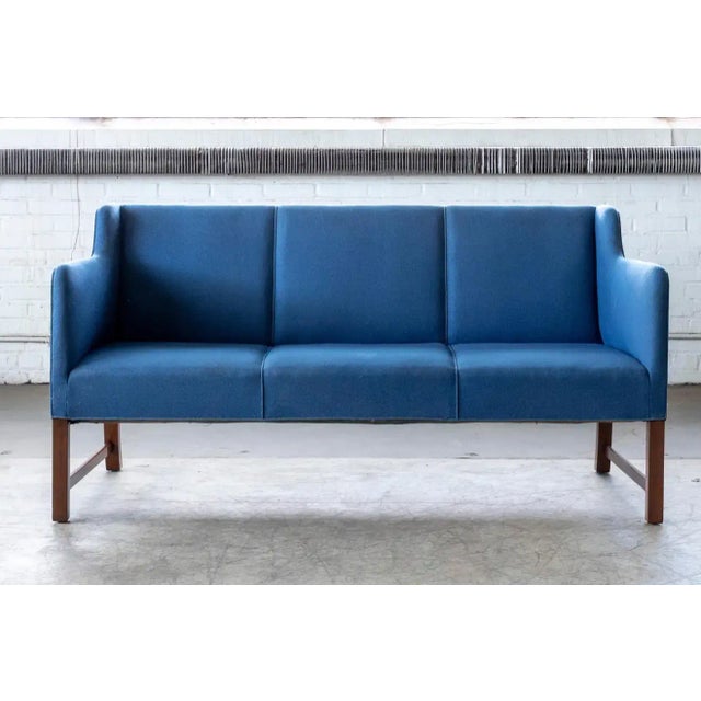 Mid-Century Modern Danish 1940's Settee Similar to Ole Wanscher For Sale - Image 3 of 13