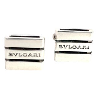 1990s Pair of Bvlgari Bulgari Estate Cufflinks Sterling Silver For Sale