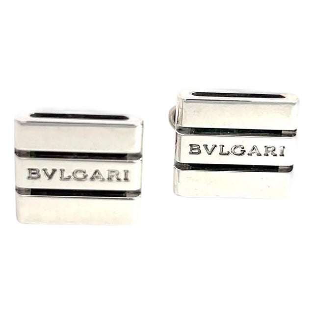 1990s Pair of Bvlgari Bulgari Estate Cufflinks Sterling Silver For Sale