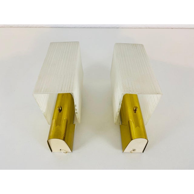 Metal Brass & Glass Sconces, 1960s, Germany - A Pair For Sale - Image 7 of 13