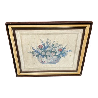 Wooden Vintage Framed Print of Flowers For Sale