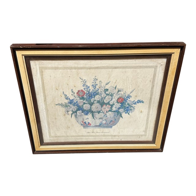 Wooden Vintage Framed Print of Flowers For Sale