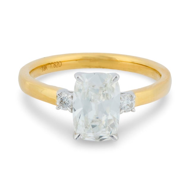 Modern Mid 20th Century Gia 1.52 Carat Old Mine Cut Diamond 18k Gold Engagement Ring, Size 6 For Sale - Image 3 of 7