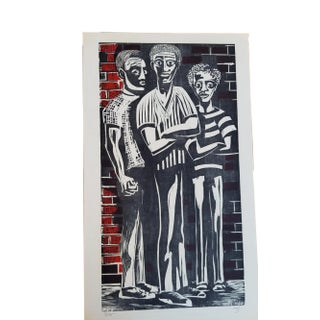 Figurative Woodblock by Herman Roderick Volz For Sale