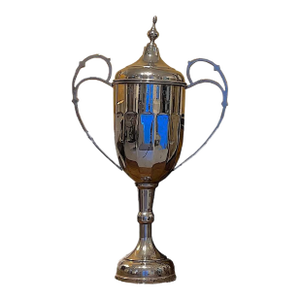 Large Vintage Silver Plate Trophy Urn With Lid, Sculptural Decorative Object