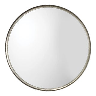 Refined Round Mirror in Silver For Sale