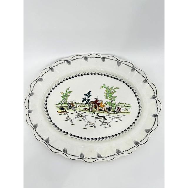 Antique Booth's "Liverpool Hunt" 16" Oval Serving Platter For Sale - Image 9 of 11