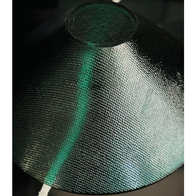 Mid-Century Modern Mid 20th Century Deep Teal Textured Hand-Blown Glass Bowl For Sale - Image 3 of 3