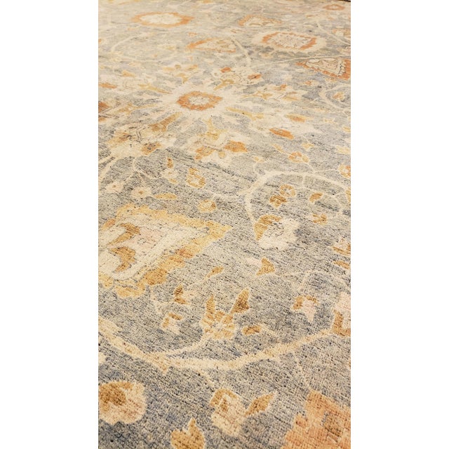 Antique Tabriz Carpet, Handmade Carpet, Light Blue, Soft Saffron and Ivory For Sale - Image 10 of 13