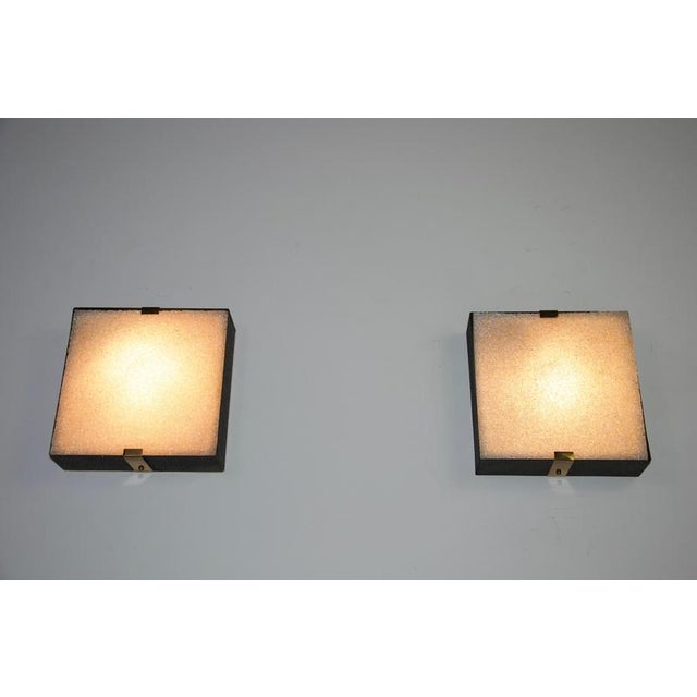 Mid-Century Square Flush Mounts, Italy, 1960s, Set of 2 For Sale - Image 10 of 15