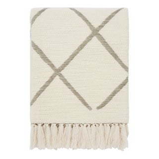 Merino Wool Throw Blanket with Geometric Design by Villa Como For Sale