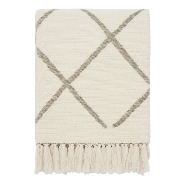 Merino Wool Throw Blanket with Geometric Design by Villa Como For Sale