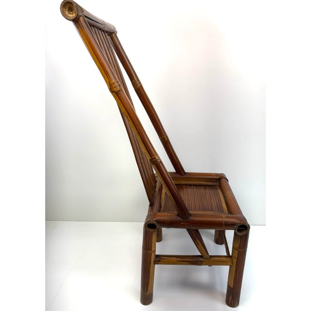 Vintage Mid Century High-Back Bamboo Side Chair With Sculptural Silhouette For Sale - Image 15 of 17