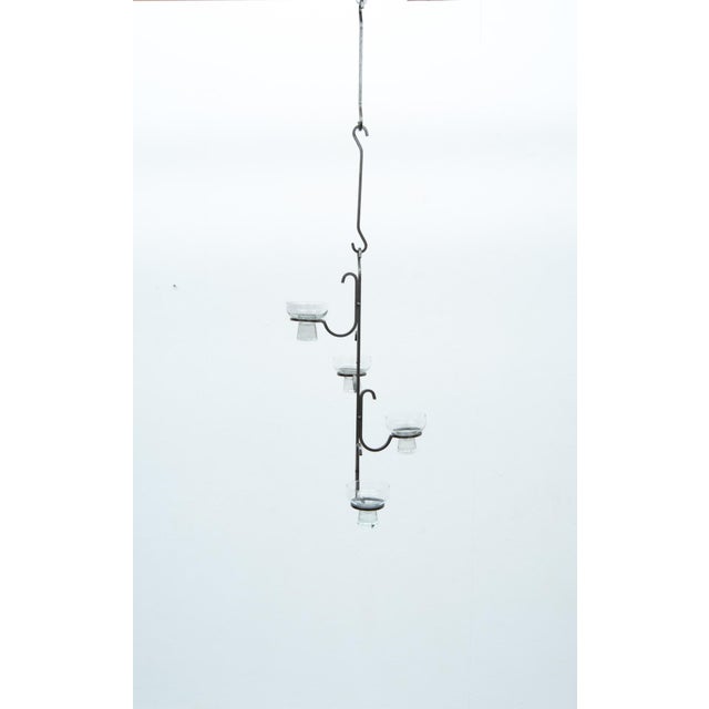 Glass Danish Wrought Iron Pendant Light, 1960s For Sale - Image 7 of 7