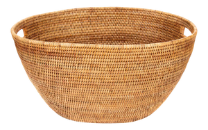 Artifacts Rattan Laundry Basket with Cutout Handles in Honey Brown
