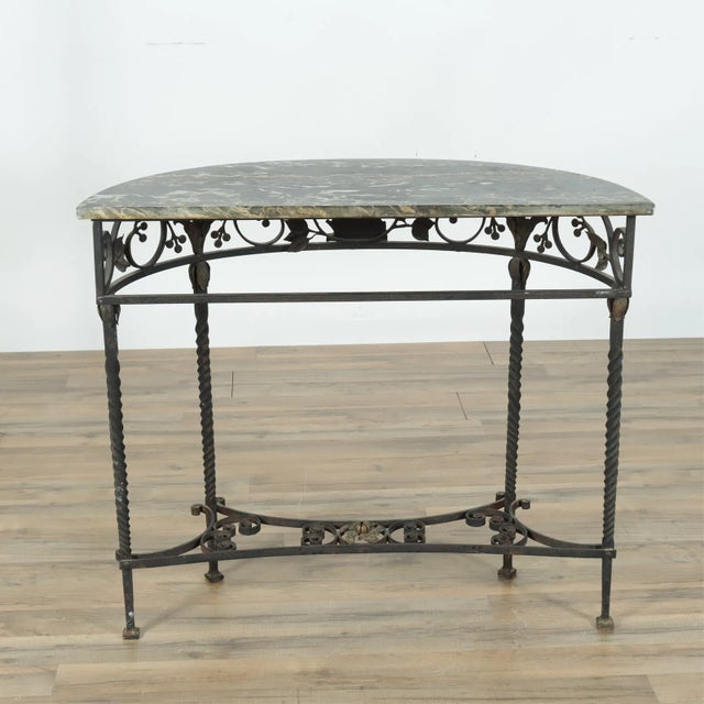 Early 20th Century Ship -Themed Renaissance Revival Gold & Black Iron Console For Sale - Image 4 of 8