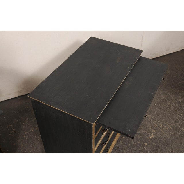 English Pair Black Side Chests, Mid 20th C. For Sale - Image 12 of 14