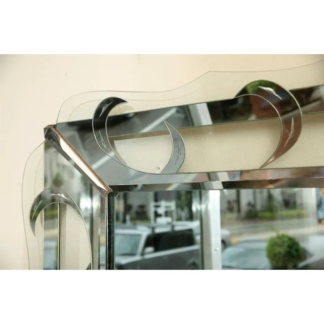 Mid-Century Modern Vintage Hollywood Regency Etched Silver Mirror, 1940's For Sale - Image 3 of 10