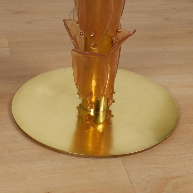 Vintage Italian Glass and Brass Palm Tree Floor Lamp For Sale - Image 9 of 11
