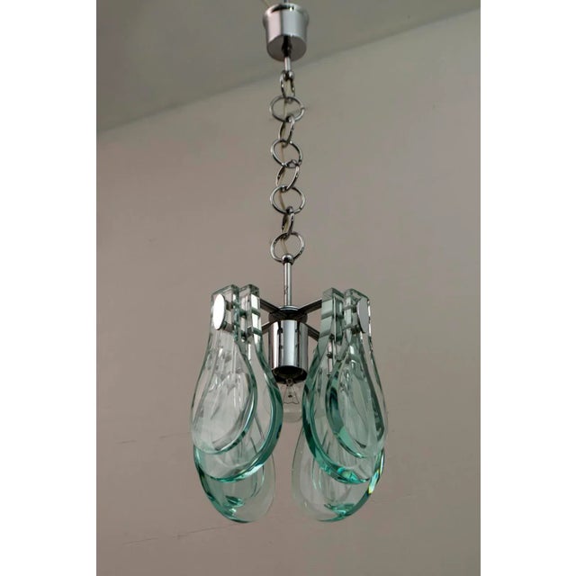 Mid-Century Modern Italian Chromed Metal and Thick Glass Ceiling Lamp from Veca, 1960s For Sale - Image 9 of 9