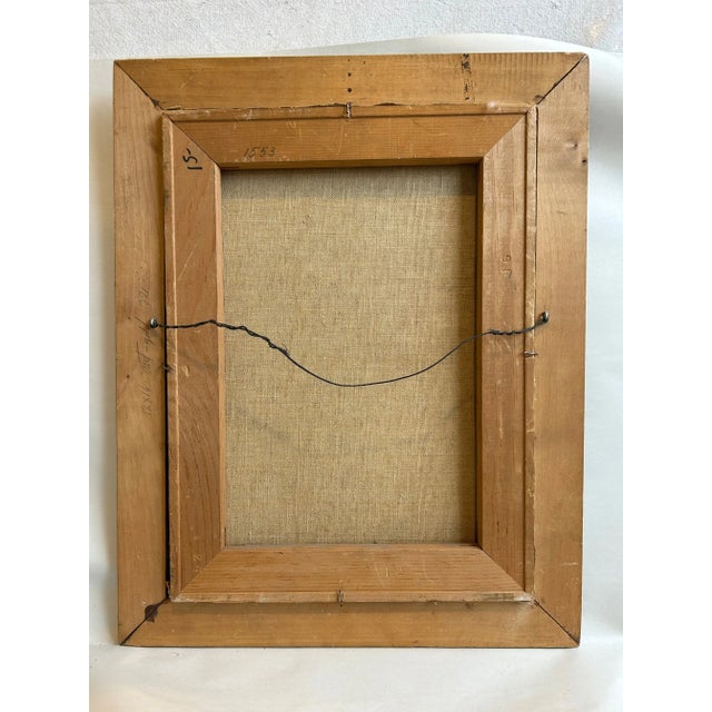 Young Blonde Girl Portrait in Red & White Dress Oil Painting W/ Original Wood Frame For Sale - Image 11 of 12