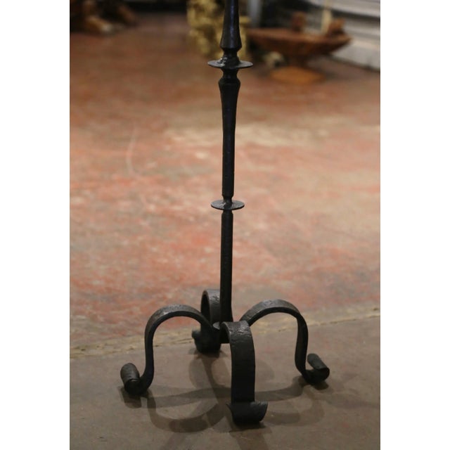 18th Century French Gothic Forged Wrought Iron Candle Holder For Sale - Image 4 of 6