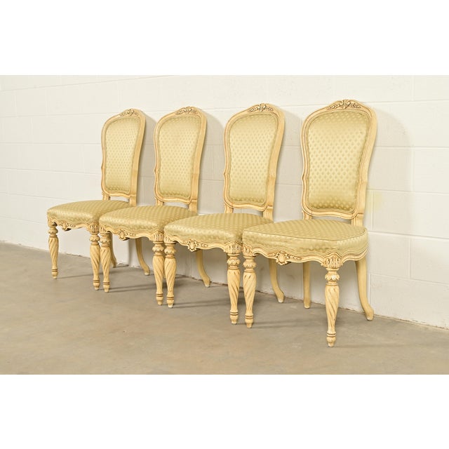 French Karges French Regency Louis XVI Cream Lacquered Dining Chairs, Set of Four For Sale - Image 3 of 15