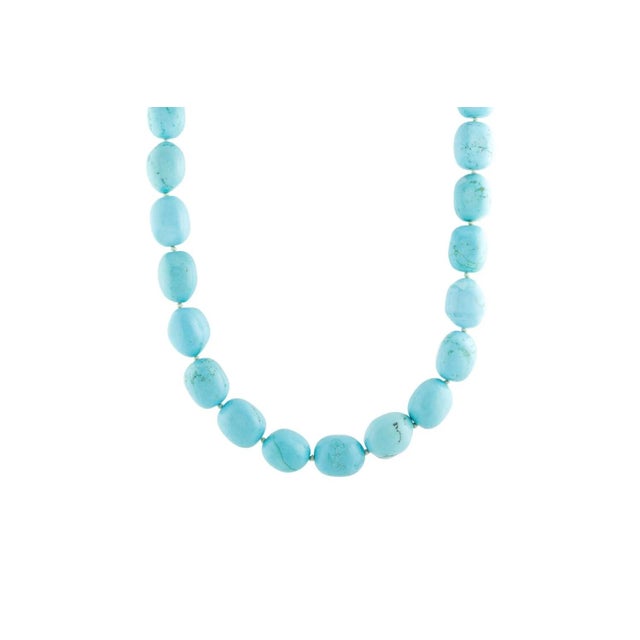 Turquoise 60s Kenneth Lane Necklace Turquoise Blue Stone Bead Jay KJL Vintage For Sale - Image 8 of 12